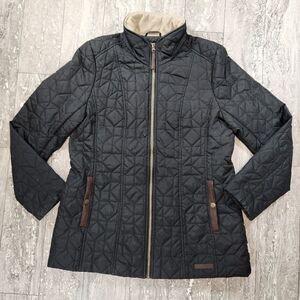 🇬🇪🔹️Anthropologie G.H. Bass Black Quilted Zippered Jacket Large